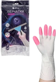 KHVSP002 Перчатки Libry, виниловые хозяйственные Cверхпрочные, 3 цвета, M, 72/12