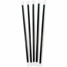 Трубочки для коктейлей 210 мм, d7мм, черн., пласт.прямые в инд упак, 200шт/упак 25 упак/кор Россия 1
