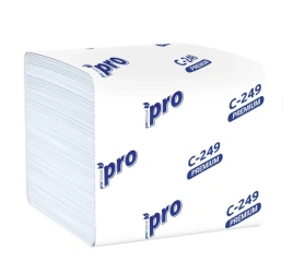 Туалетная бумага 2сл листовая 250л/упак PROtissue Premium белая Vсл (С249)