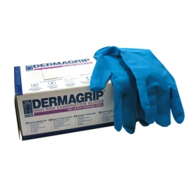 Перчатки латексные Dermagrip High Risk (размер 7,5(М)) синие/25 пар/10 уп. в кор*** 