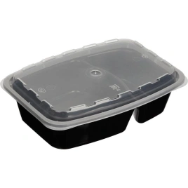 Контейнер РР TaMbien 211x146x51мм 850мл, 2-х секционный черный с крышкой