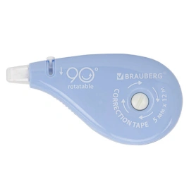 Корректирующая лента BRAUBERG PASTEL 5ммх12 м, вращ.наконеч.90°,механ.перемотки, блистер, 272488