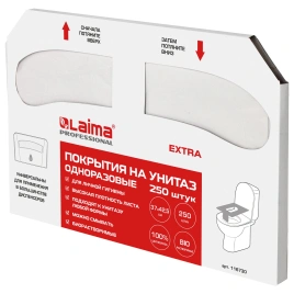Покрытия на унитаз EXTRA, 1/2 сложения, LAIMA (Система V1),18 г/м2,КОМПЛЕКТ 250шт.,37х42,5 см,116730