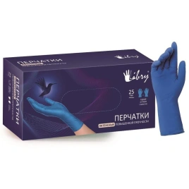 KHR003 Перчатки Libry, латексные повышенной прочности HR, синие, L, 250/25