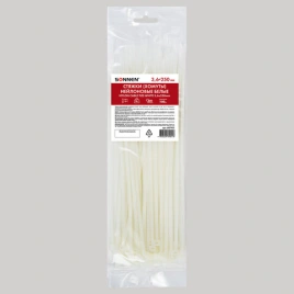 Стяжка (хомут) нейлоновая сверхпрочная POWER LOCK, 3,6x250 мм, КОМПЛЕКТ 100 шт., белая, SONNE 607922