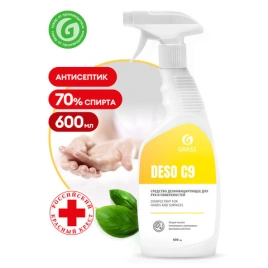 GRASS DESO C9, 600 мл, Антисептик для рук и поверхностей ЖИДКОСТЬ спирт (70%) с распылителем, 550023