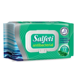 Салфетки влажные 72 шт, SALFETI "Antibacterial", антибактериальные, крышка клапан, ш/к 83970