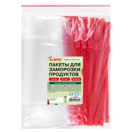 Пакеты для заморозки продуктов, 3 л, КОМПЛ 50 шт., с замком-застежкой (слайдер), LAIMA 608913