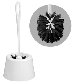 Ерш с подставкой WC "Rambai" стандарт Full Black, пластик, белый, щетина чёрная 1/26 1333229/0118