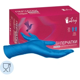 KHR02ULT Перчатки Libry, латексные ультрапрочные HR, синие, М, 250/25 (20г)