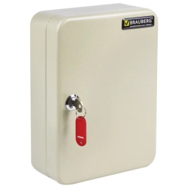 Шкафчик (Ключница) на 48 ключей BRAUBERG 250*80*180 мм, с замком, +48 брелоков, серый 290338