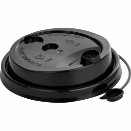 Крышка для стакана d80 мм с пробивным слотом и заглушкой, черн., ПП, 50 шт/упак 1 000 шт/кор РОССИЯ