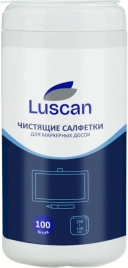 Салфетки влажные для экранов Luscan с антистатическим эффектом 13x17 см (100 шт.в тубе) (127661)