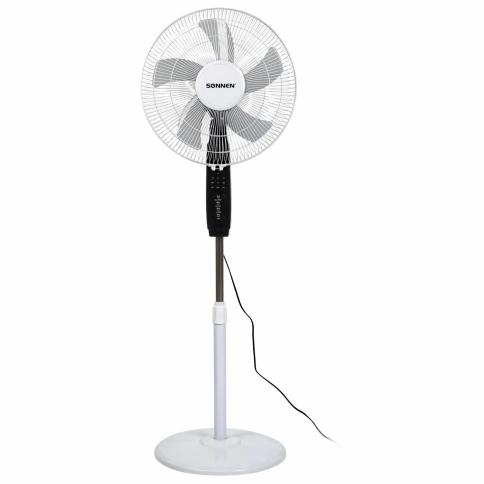 Вентилятор напольный, 3 режима, пульт ДУ, SONNEN TF-45W-40-520, d=40 см, 45 Вт, белый фото 1