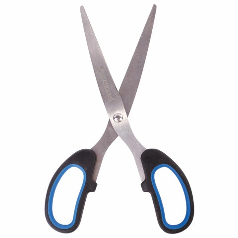 Ножницы BRAUBERG "Classic+", 185 мм, черно-синие, классической формы, резиновые вставки, 236448  фото 4