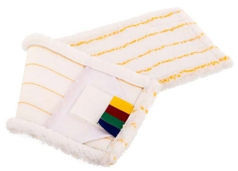 МОП плоский ЭКОНОМ, артикул 230029, из микрофибры, желтая полоса, длина 40см., крепление карман/язык фото 1