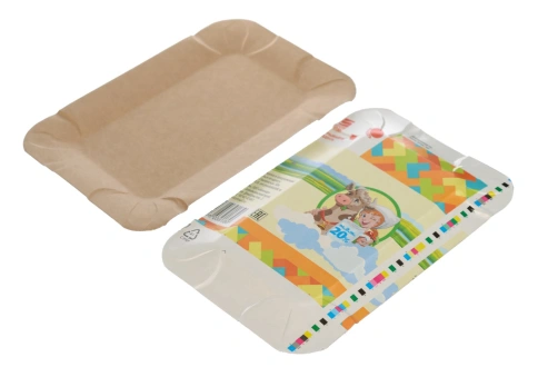 Тарелка 13*20 коричневая/картон/молоко/100/1000 фото 1