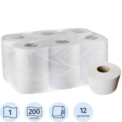 Туал. бумага 1 сл, 200м Veiro Professional Lite Т1-200С/12КФС фото 1