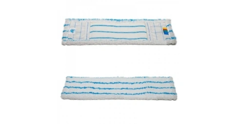 МОП плоский ЭКОНОМ, артикул 230032, из микрофибры, синяя полоса, длина 40 см., крепление карман/язык фото 1