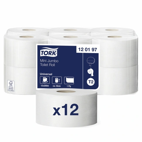 Topk/Tellus Universal туалетная бумага в мини-рулонах, 1-слойная, 200 метров, Т2/12 фото 1