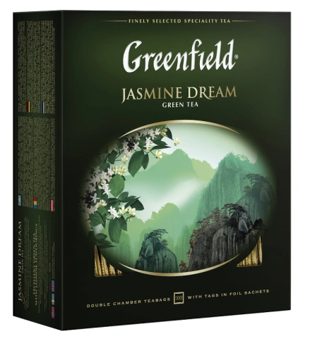 Чай GREENFIELD(Гринфилд)"Jasmine Dream"зеленый с жасмином, 100 пакетиков в конвертах по 2 г,0586-09- фото 1