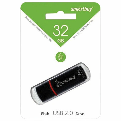 Флеш-диск 32 GB, SMARTBUY Crown, USB 2.0, черный, SB32GBCRW-K фото 1