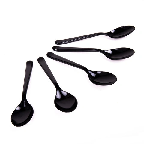 Ложка столовая одноразовая пластиковая 180 мм, черная, КОМПЛЕКТ 50 шт., ЭТАЛОН, БЕЛЫЙ АИСТ, 607836 фото 1