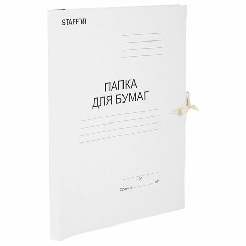 Папка для бумаг с завязками картонная STAFF, гарантированная плотность 220 г/м2, до 200 л., 126525 фото 1