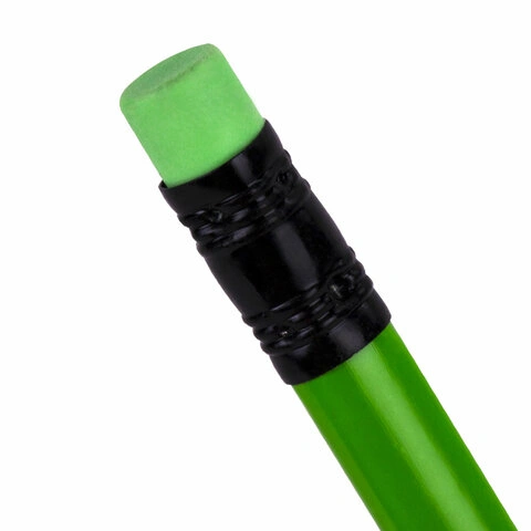 Карандаш чернографитный BRAUBERG, 1 шт., "Neon", HB, трехгранный, с ластиком, корпус неоновый ассорт фото 5