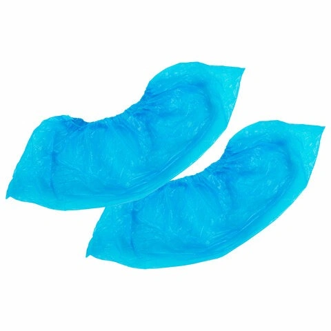 Бахилы ПРОЧНЫЕ текстурированные, КОМПЛЕКТ 100 штук (50 пар), 40х15 см, 50 мкм, 5 г, ПВД  фото 1